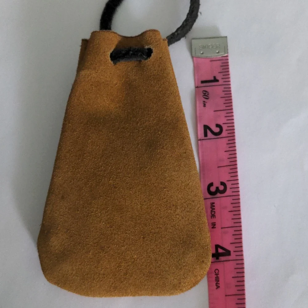 Genuine Suede Pouch Necklace. Adjustable To 32" Long, Comes With Gemstones, New - Picture 6 of 7